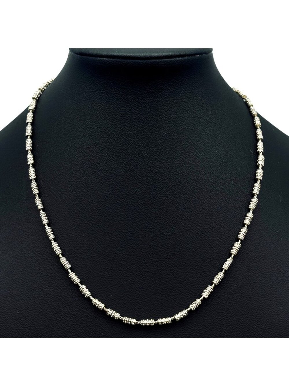Vintage NAPiER Silver Tone Necklace Barrel Links 16"